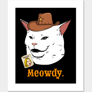 Meowdy Texas Salad Cat Meme Funny Internet Yelling Confused Posters and Art